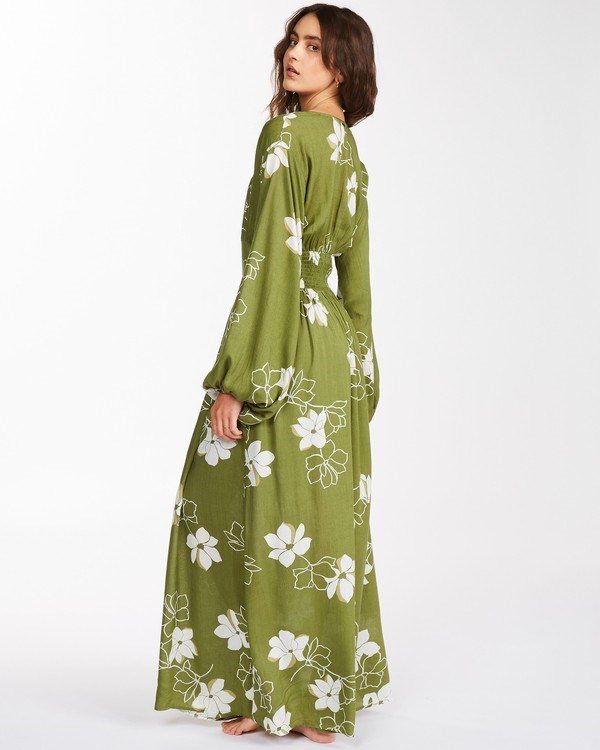 Billabong Night Bloom Long Sleeve Maxi Vestido Fern | ZPOFEL103