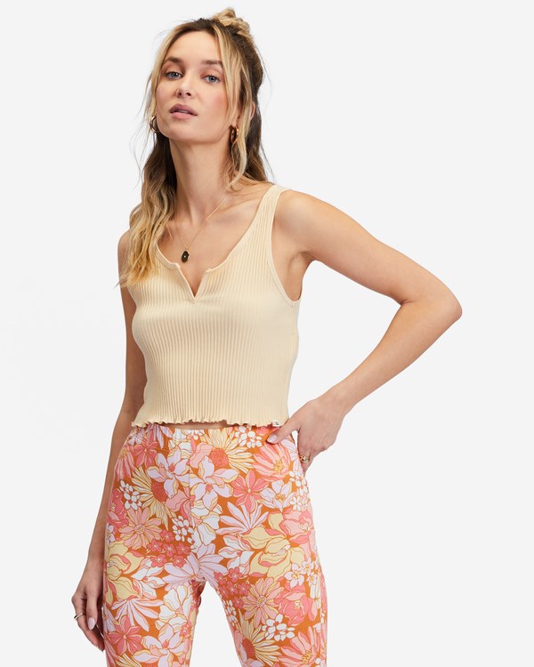 Billabong Notch Tank Acanalado Tank Top Desert Sand | WJYATU513