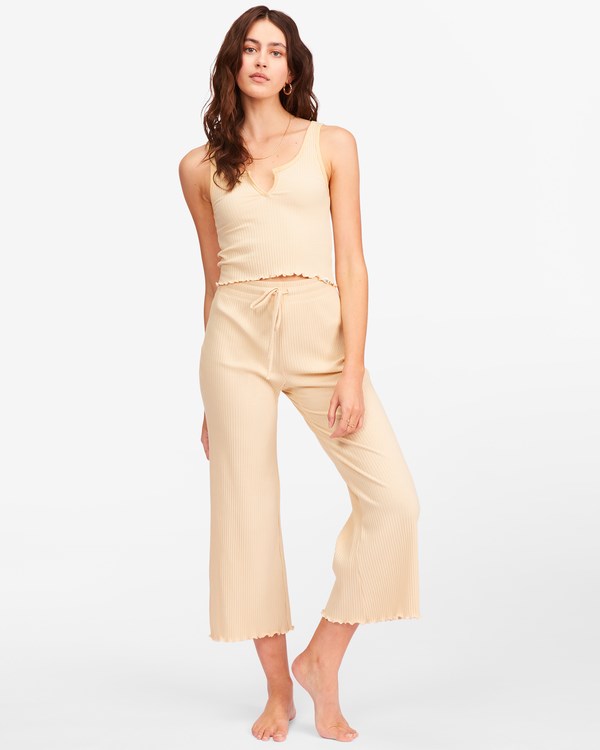 Billabong Out And About High-Waisted Knit Pants Desert Sand | VCUNOG295