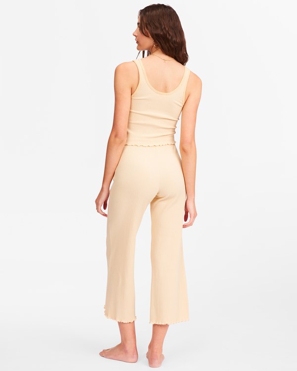 Billabong Out And About High-Waisted Knit Pants Desert Sand | VCUNOG295