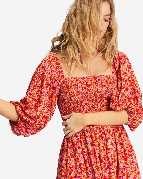 Billabong Paradise Days Mini Vestido Rosas | DMRGTV263