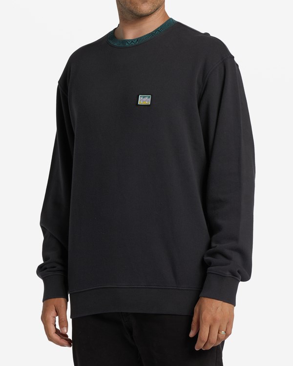 Billabong Re-Issue Crewneck Wave Washed Sweatshirt Negras | BMJXFR376