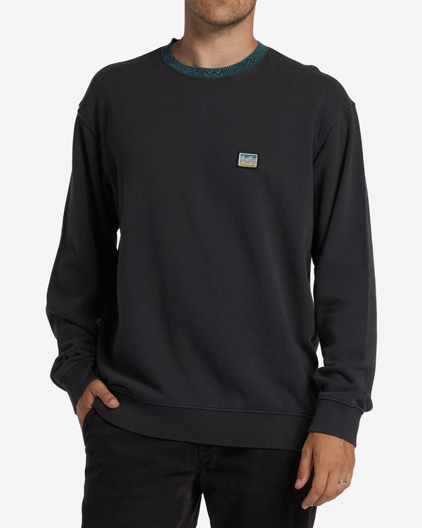 Billabong Re-Issue Crewneck Wave Washed Sweatshirt Negras | BMJXFR376