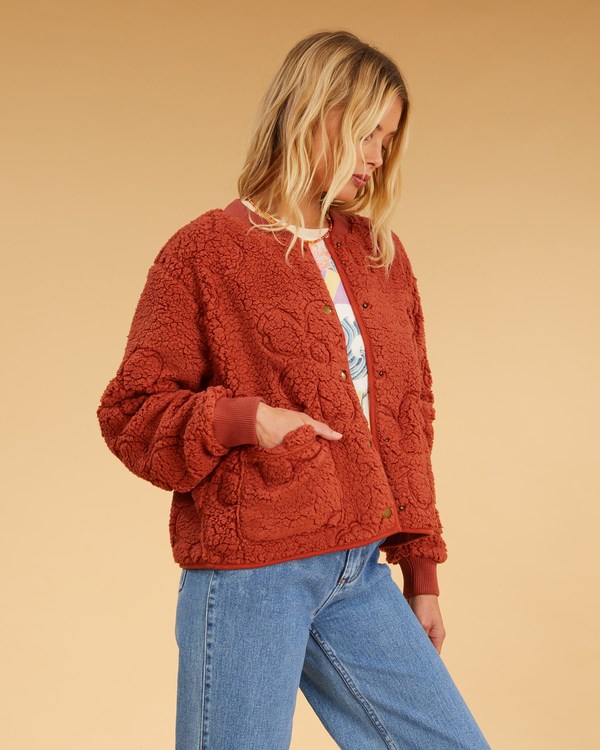 Billabong Salty Blonde Cozy Shore Bomber Jacket Sippin Coconuts | CBKZRM095