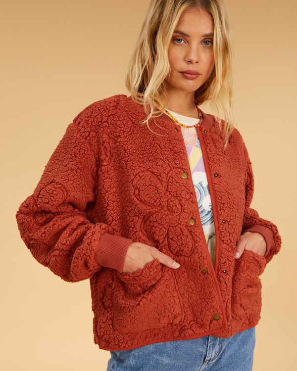 Billabong Salty Blonde Cozy Shore Bomber Jacket Sippin Coconuts | CBKZRM095