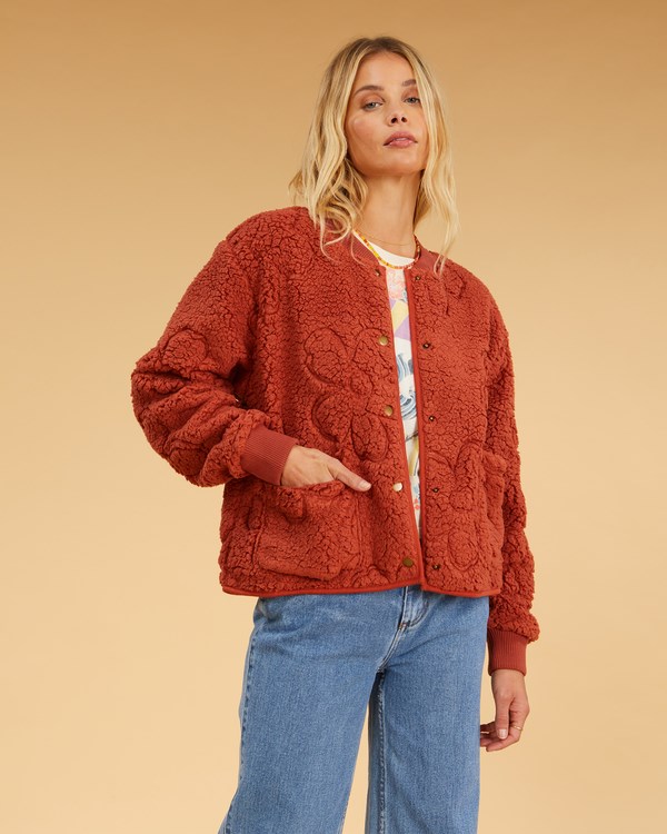 Billabong Salty Blonde Cozy Shore Bomber Jacket Sippin Coconuts | CBKZRM095