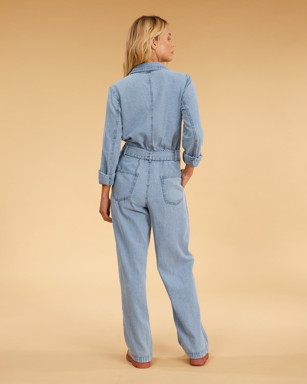 Billabong Salty Blonde Sunday Uniform Long Sleeve Jumpsuit Azules | OPKRVA873