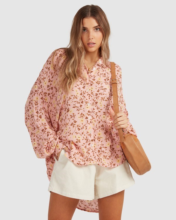 Billabong Shine On Eco Long Sleeve Blouse Rosas | ECVXAO827