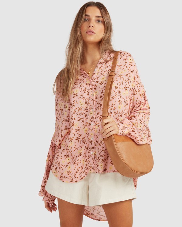 Billabong Shine On Eco Long Sleeve Blouse Rosas | ECVXAO827