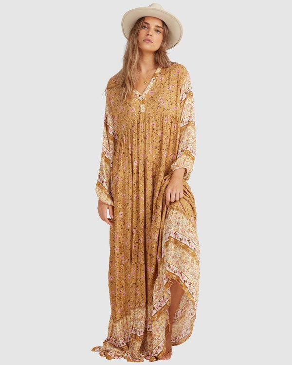 Billabong Shine On Eco Maxi Vestido Moutarde | BIUFDK137