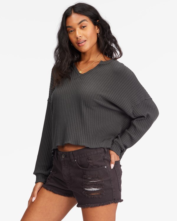 Billabong So Easy Long Sleeve Knit Top Negras | HRYEUQ705