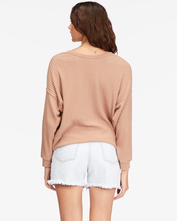 Billabong So Easy Long Sleeve Knit Top Pretty Putty | VMUAYF342