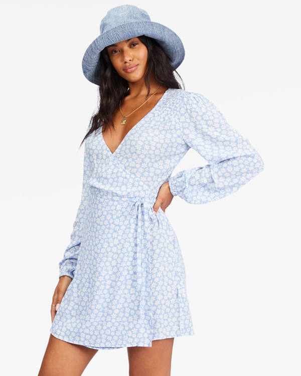 Billabong Spring Romance Mini Wrap Vestido Baby Blues | HFGAEJ287