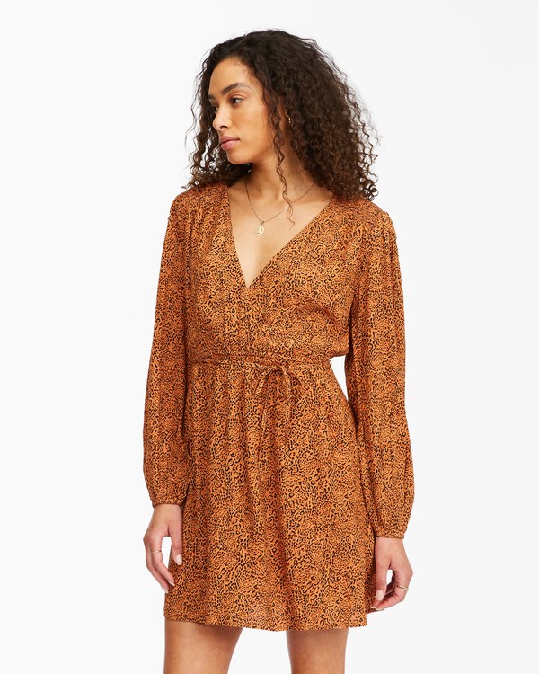 Billabong Spring Romance Mini Wrap Vestido Toffee | WSERUX376