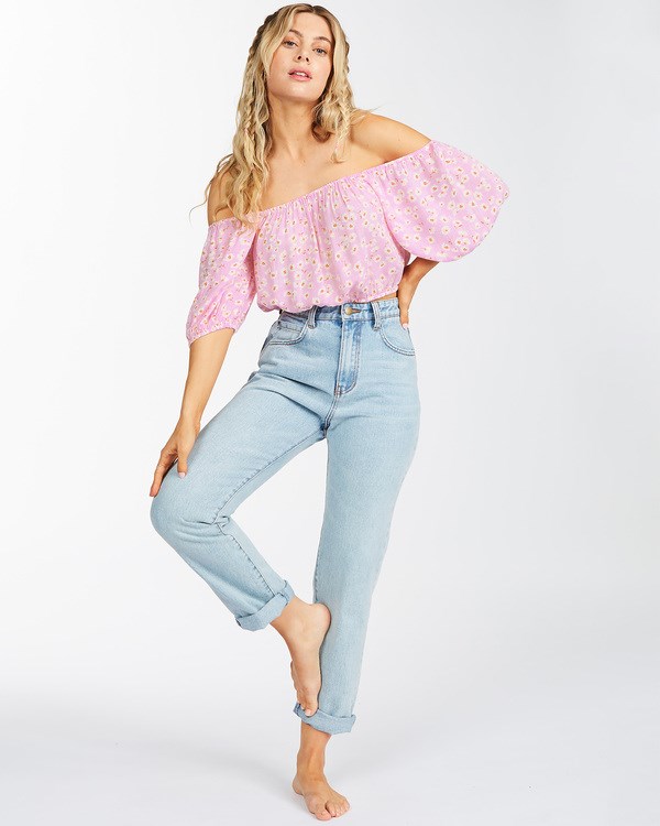 Billabong Sun City Off-The-Shoulder Crop Top Rosas | JKPWZS129