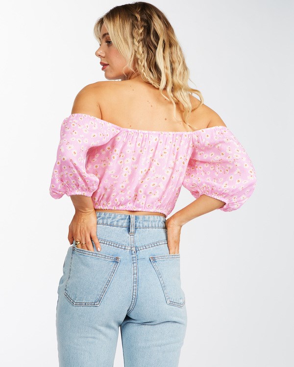 Billabong Sun City Off-The-Shoulder Crop Top Rosas | JKPWZS129