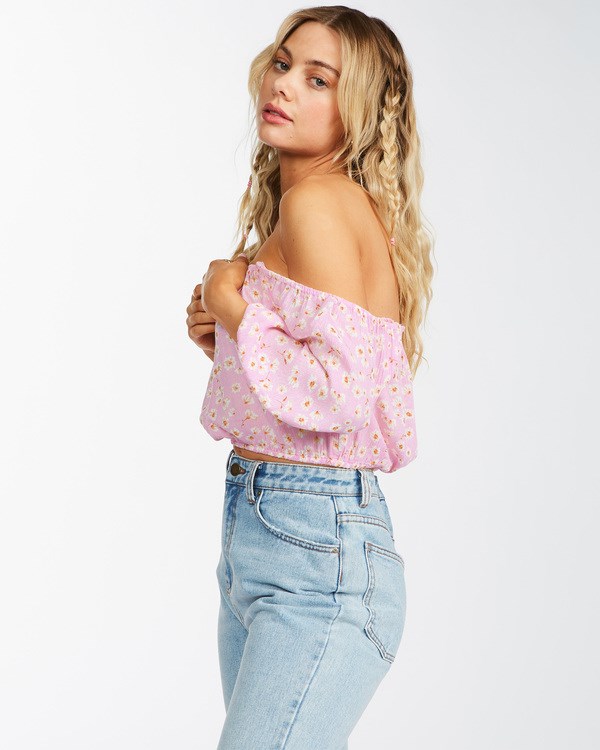 Billabong Sun City Off-The-Shoulder Crop Top Rosas | JKPWZS129