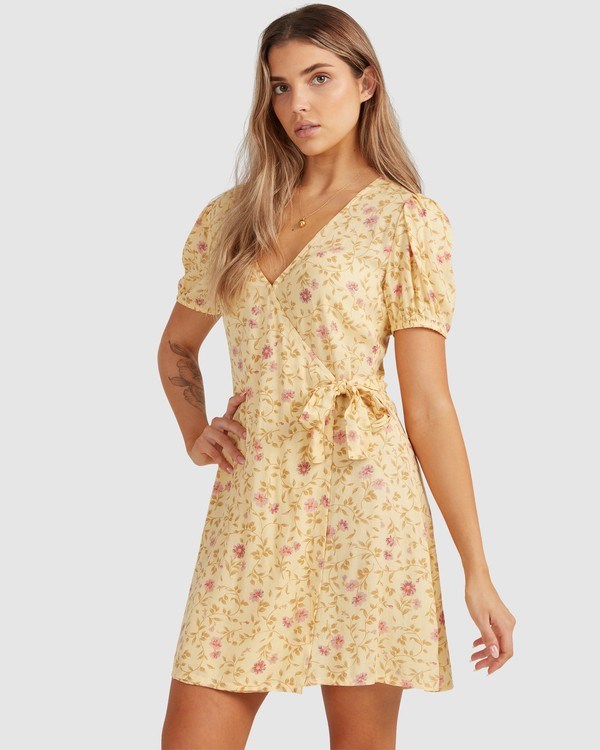 Billabong Sunlit Wrap Vestido Amarillo | LEBXSF684