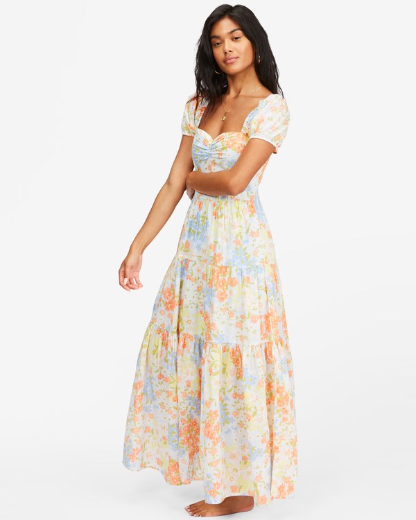 Billabong Sunrise Maxi Vestido White/Multi | JGHVQF238