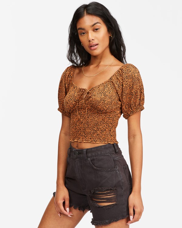 Billabong Sweet Sunset Printed Knit Top Toffee | WJRABY628