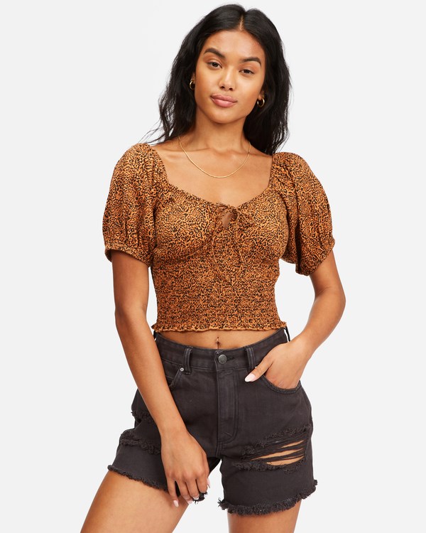 Billabong Sweet Sunset Printed Knit Top Toffee | WJRABY628