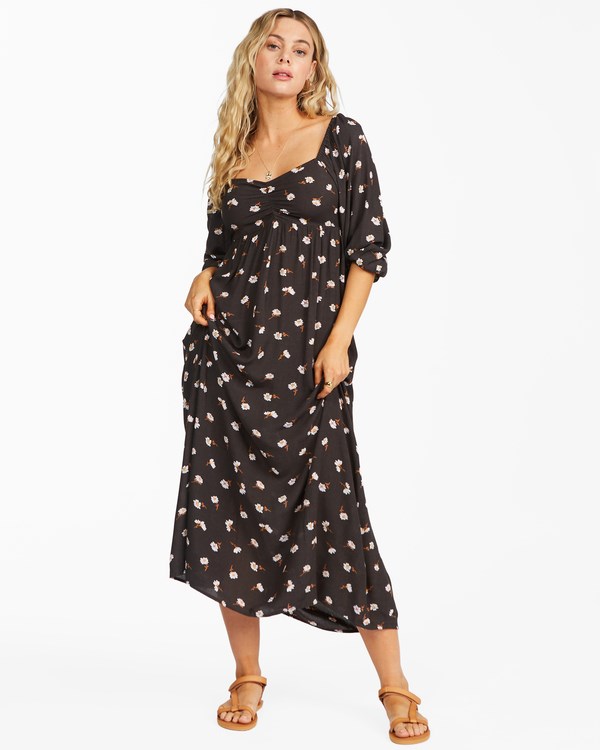 Billabong Swept Away Midi Vestido Negras | OSWLVD034