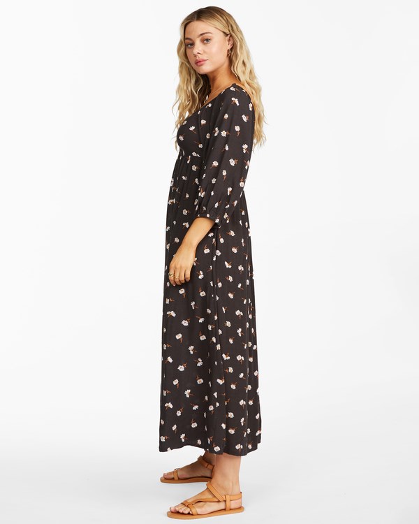 Billabong Swept Away Midi Vestido Negras | TLESRI740