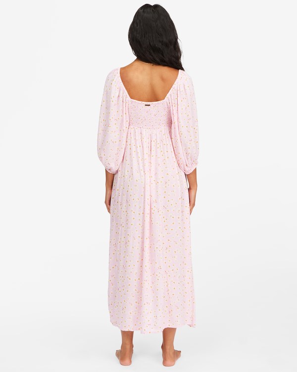 Billabong Swept Away Midi Vestido Rosas | JYIKOC186