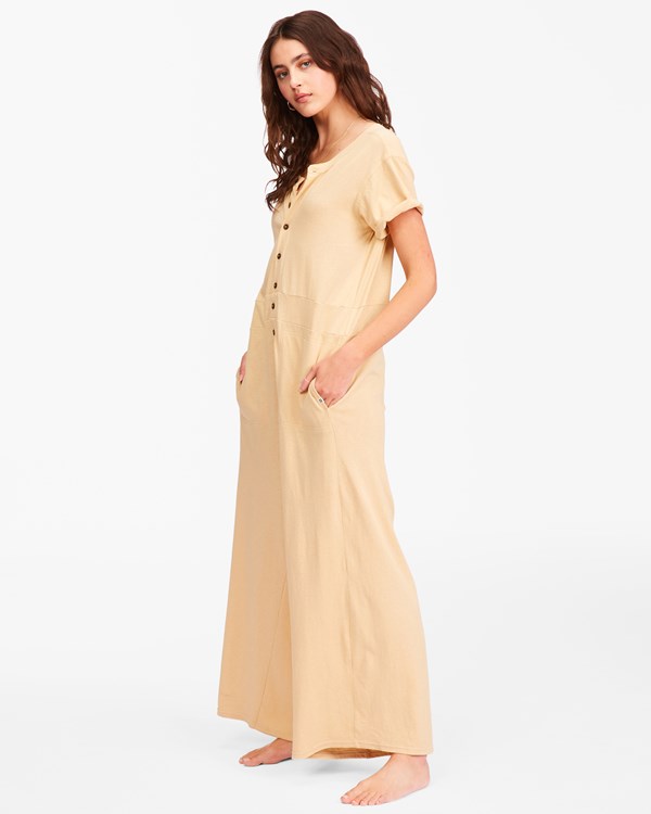 Billabong That Kind Of Day Knit Jumpsuit Desert Sand | QSPODE081