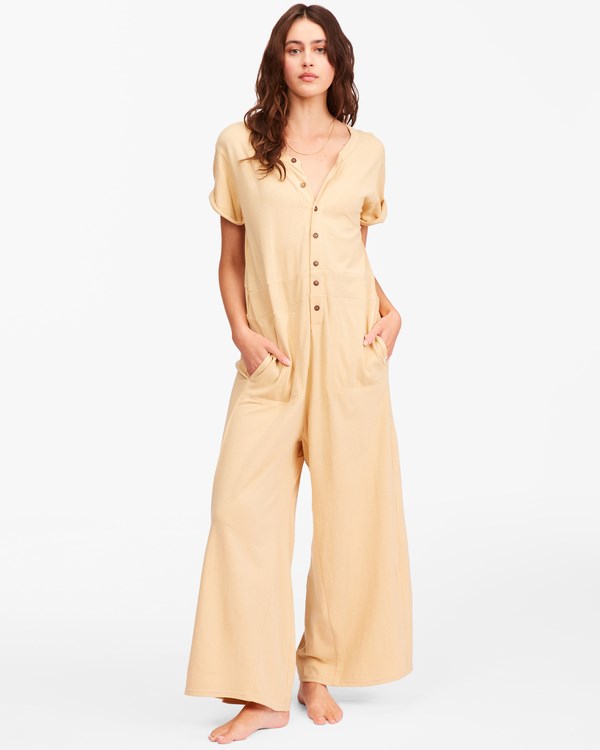 Billabong That Kind Of Day Knit Jumpsuit Desert Sand | QSPODE081