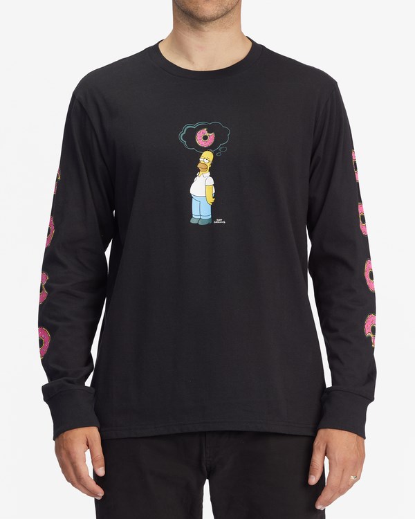 Billabong The Simpsons Donut Organic Long Sleeve T-Shirt Negras | GIKROX390