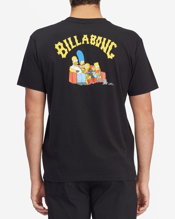 Billabong The Simpsons Family Couch Organic Corta Sleeve T-Shirt Negras | HRWQEB802