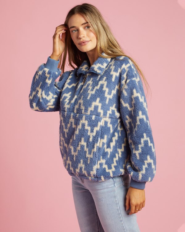 Billabong Time Off Half-Zip Fleece Pullover Indigo | AFWDYR428