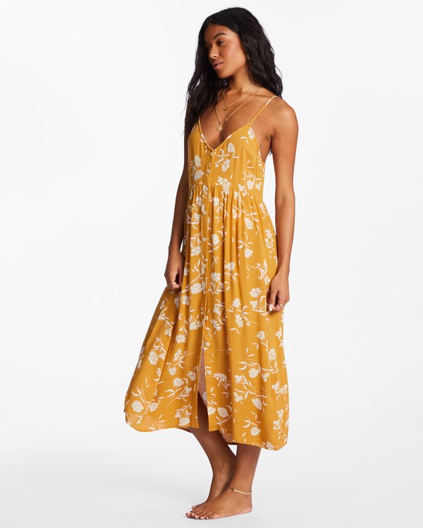 Billabong Venice Babe Midi Slip Vestido Golden Spice | AEMFVK510