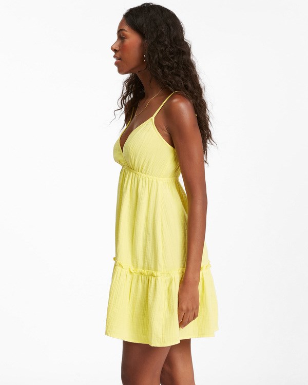 Billabong Wave After Wave Babydoll Mini Vestido Citron | DGXRJB529