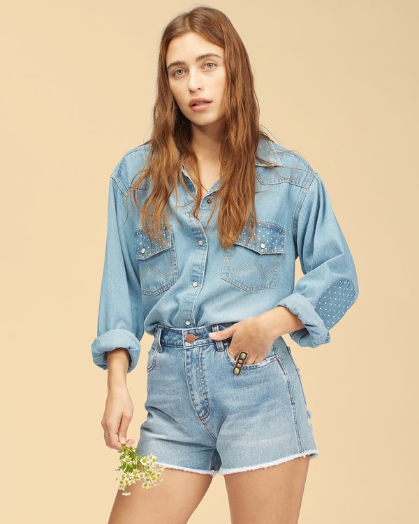 Billabong Wrangler Showdown Denim Corta Azules | RPHTSV821